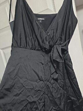 Express Black Satin-Look Wrap Romper